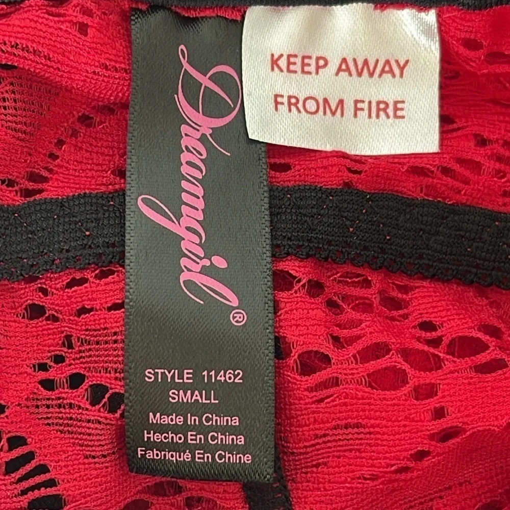 Dreamgirl Ruby Red Lace Underwire Bustier Corset Chemise Garter Strap Size Small